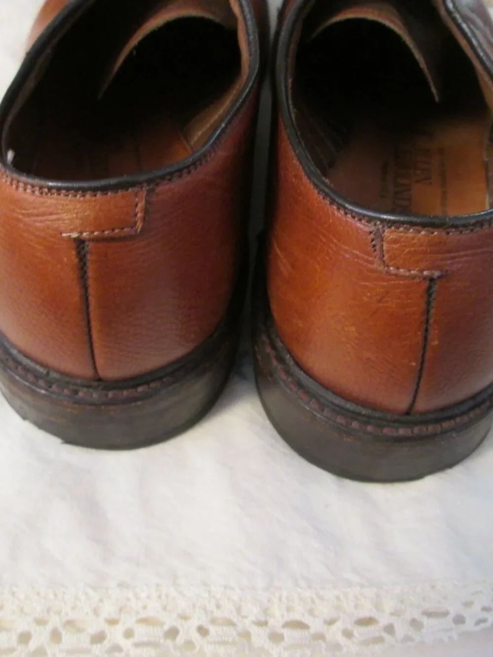 Vtg Allen Edmonds Leeds brown pebbled leather oxford dress shoes brown 9 D